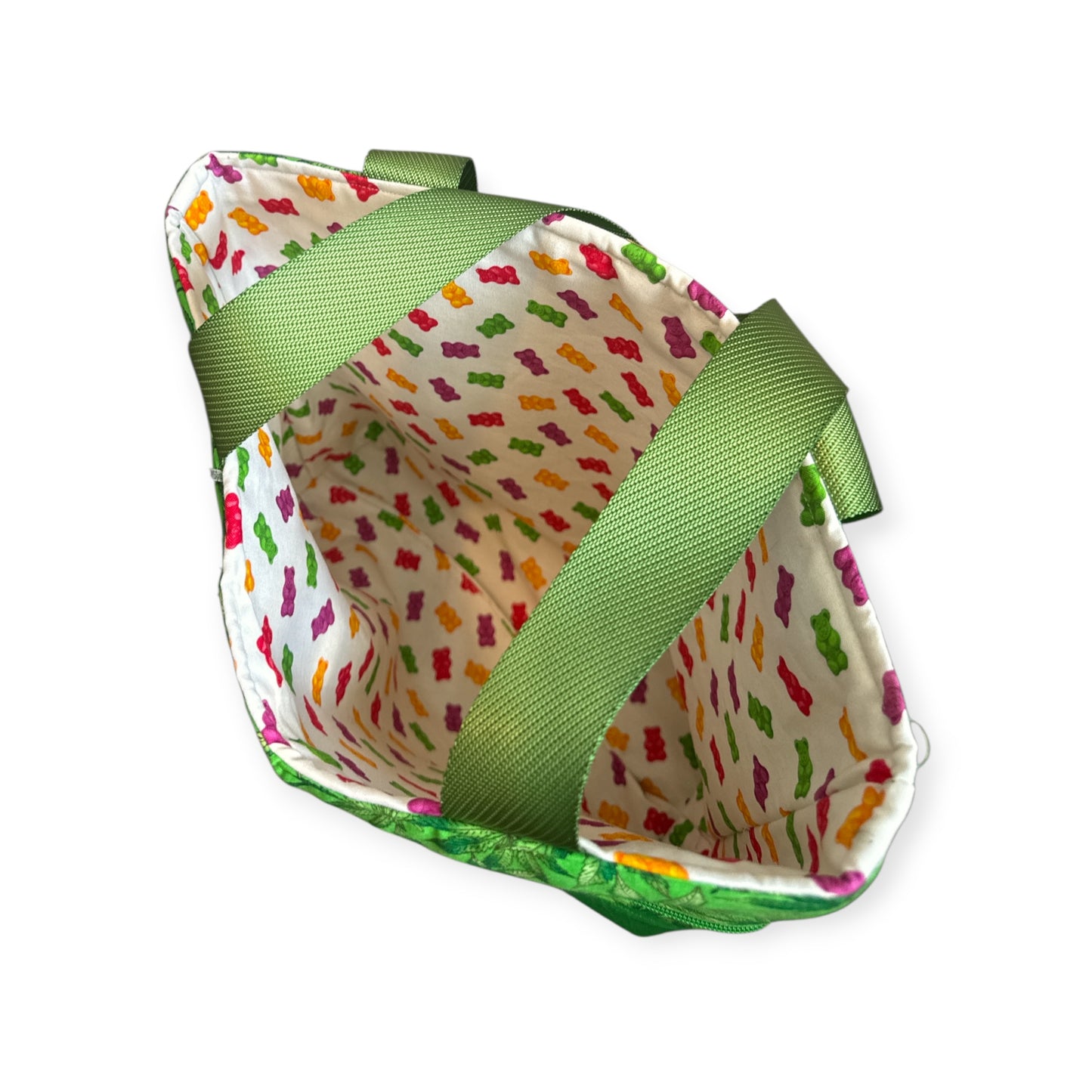 Handmade Green Leaf Print Tote Bag | Eco-Friendly Shoulder Bag with Zipper | Large Reusable Fabric Tote | Travel Bag | Stylish Everyday Purse