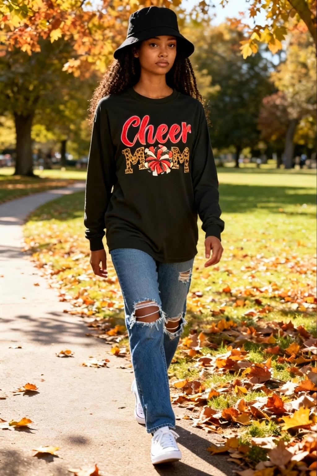 Show your spirit and sparkle with this eye-catching Cheer Mom tee or sweatshirt — perfect for every proud cheer parent!