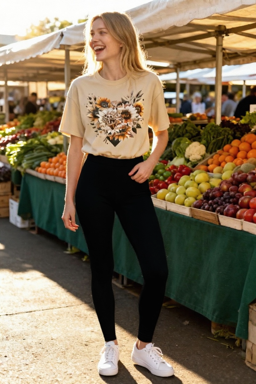 Let Them Misunderstand You Sunflower Shirt | Inspirational Short Sleeve Tee | Leopard Heart Floral Shirt | Positive Quote T-Shirt | Keep Shining Top for Women