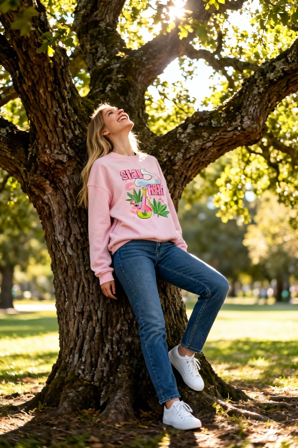 Stay High Sweatshirt – Funny Stoner Weed Shirt with Bong and Leaf Design – Cannabis Lover Gift, 420 Vibes, Marijuana Smoke Graphic Hoodie or Teshirt