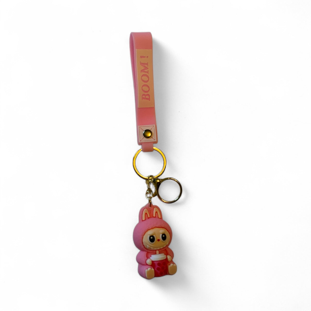 Labubu Boom Keychain – Cute Kawaii Character Keychain with Wrist Strap – Anime-Inspired Collectible Accessory, Gift for Teens & Fans