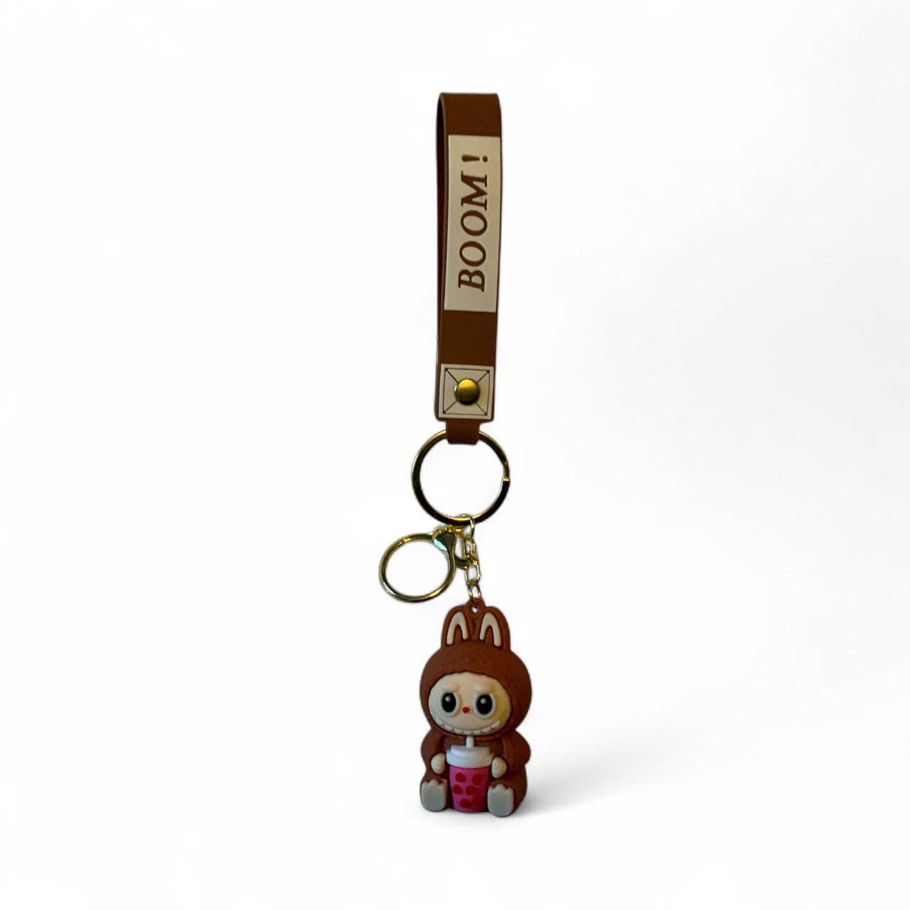 Labubu Boom Keychain – Cute Kawaii Character Keychain with Wrist Strap – Anime-Inspired Collectible Accessory, Gift for Teens & Fans