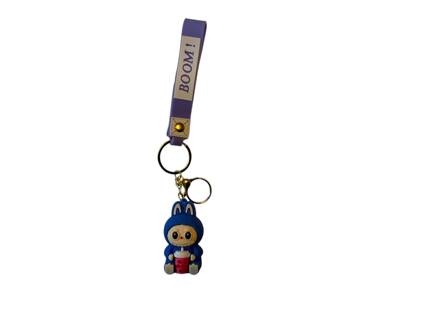 Labubu Boom Keychain – Cute Kawaii Character Keychain with Wrist Strap – Anime-Inspired Collectible Accessory, Gift for Teens & Fans