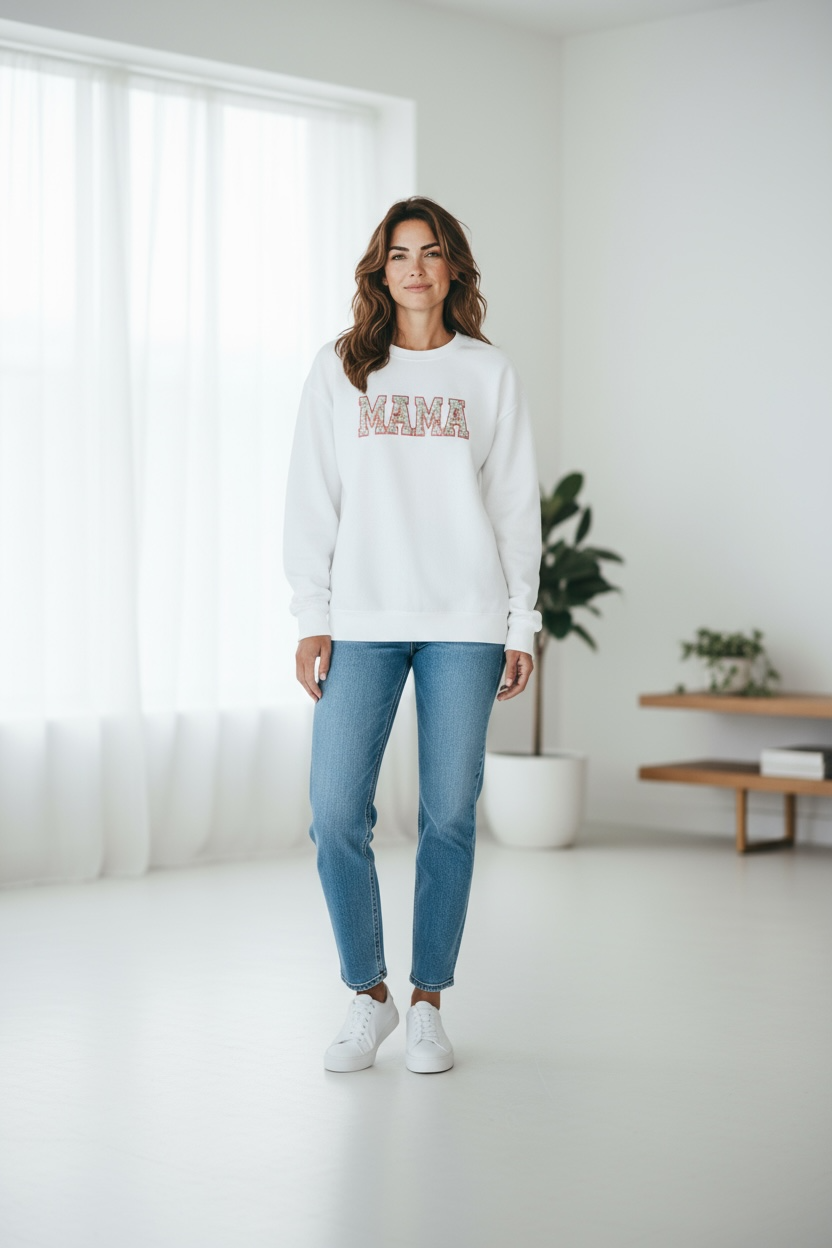 Embroidered Mama Sweatshirt | Cozy Mom Crewneck | Mother’s Day Gift | Minimalist Embroidery Sweater | New Mom Gift | Soft Comfort Fit Pullover
