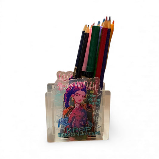 Pencil Holder | K-Pop Saja Boys & Huntrix Demon Hunters Pencil Holder | Acrylic Desk Organizer | Kpop Fan Gift | Cute Anime Stationery Organizer