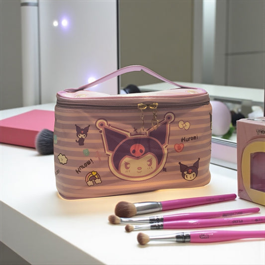 Kuromi Makeup Bag | Kawaii Cosmetic Case | Sanrio Travel Toiletry Bag | Cute Purple Storage Pouch | Anime Gift for Girls | Kuromi Organizer Bag