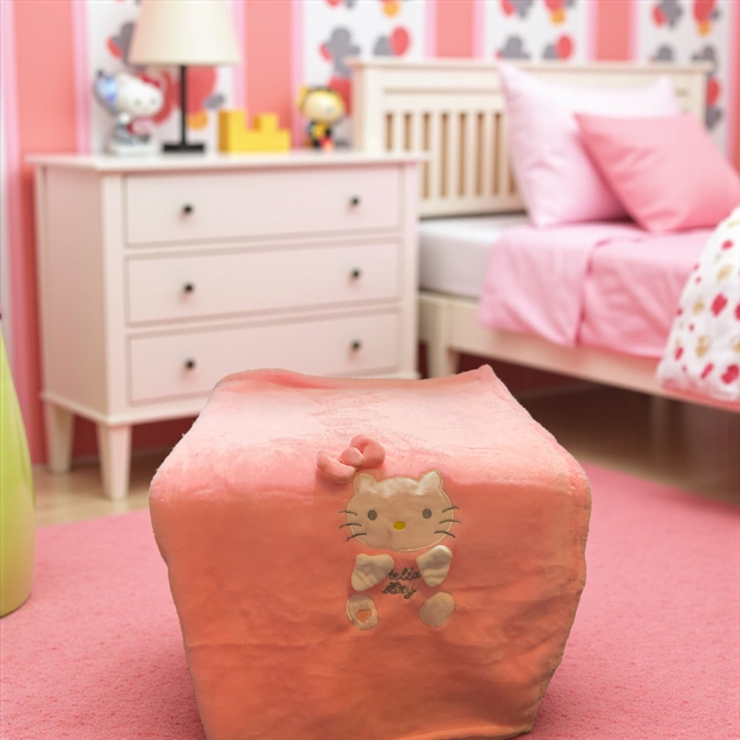 Hello Kitty Pink Plush Baby Blanket 27x43 | Soft Fleece Toddler Throw | Cute Cartoon Blanket for Girls | Kawaii Nursery Decor | Cozy Kitty Gift