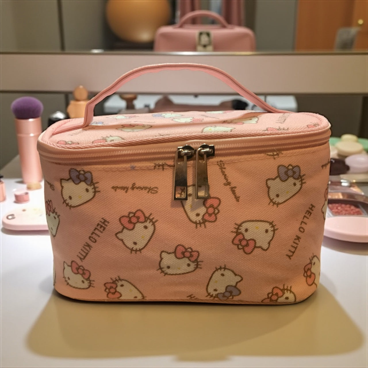 Hello Kitty Makeup Bag | Cute Pink Cosmetic Case | Sanrio Travel Toiletry Bag | Kawaii Storage Pouch | Gift for Girls & Collectors | Hello Kitty Organizer