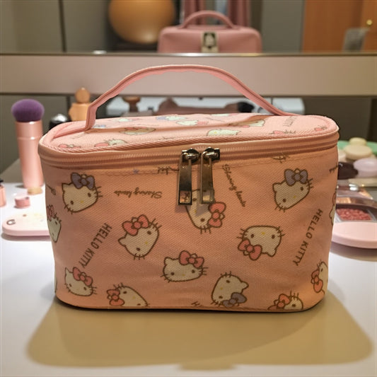 Hello Kitty Makeup Bag | Cute Pink Cosmetic Case | Sanrio Travel Toiletry Bag | Kawaii Storage Pouch | Gift for Girls & Collectors | Hello Kitty Organizer
