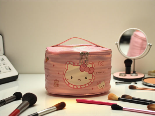 Hello Kitty Pink Makeup Bag | Kawaii Cosmetic Case | Sanrio Travel Toiletry Bag | Cute Storage Pouch | Gift for Girls & Collectors | Hello Kitty Organizer