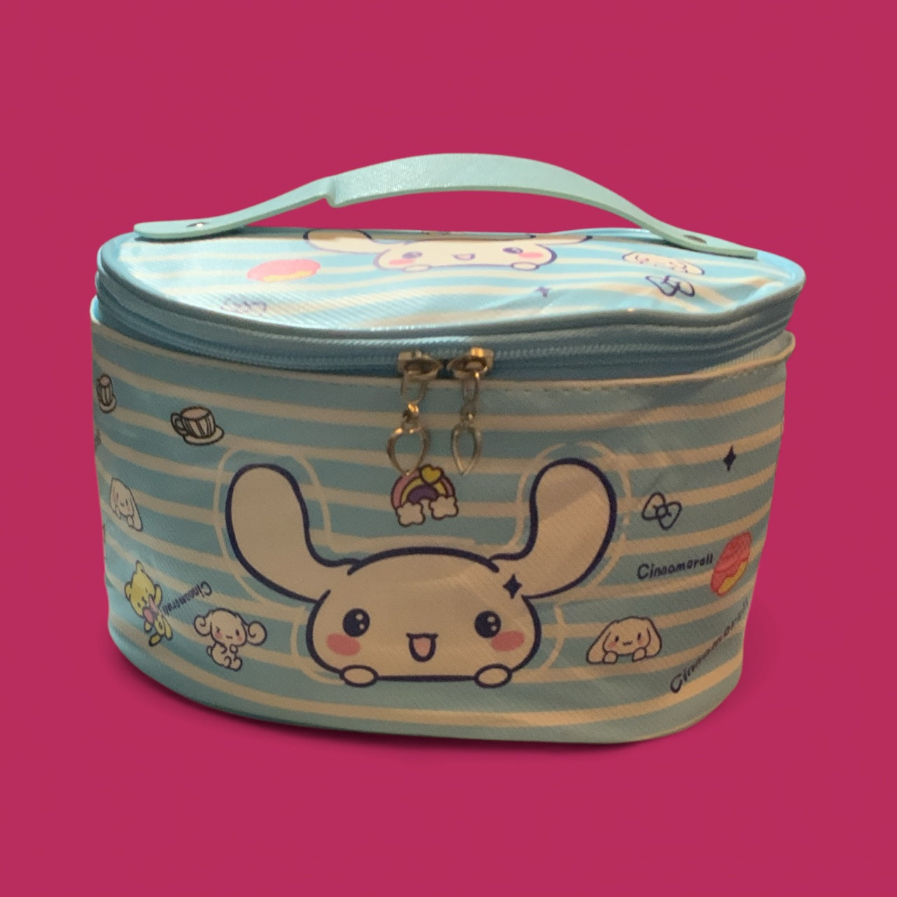 Cinnamoroll Makeup Bag | Kawaii Cosmetic Case | Sanrio Travel Toiletry Bag | Cute Blue Storage Pouch | Anime Gift for Girls | Cinnamoroll Organizer Bag