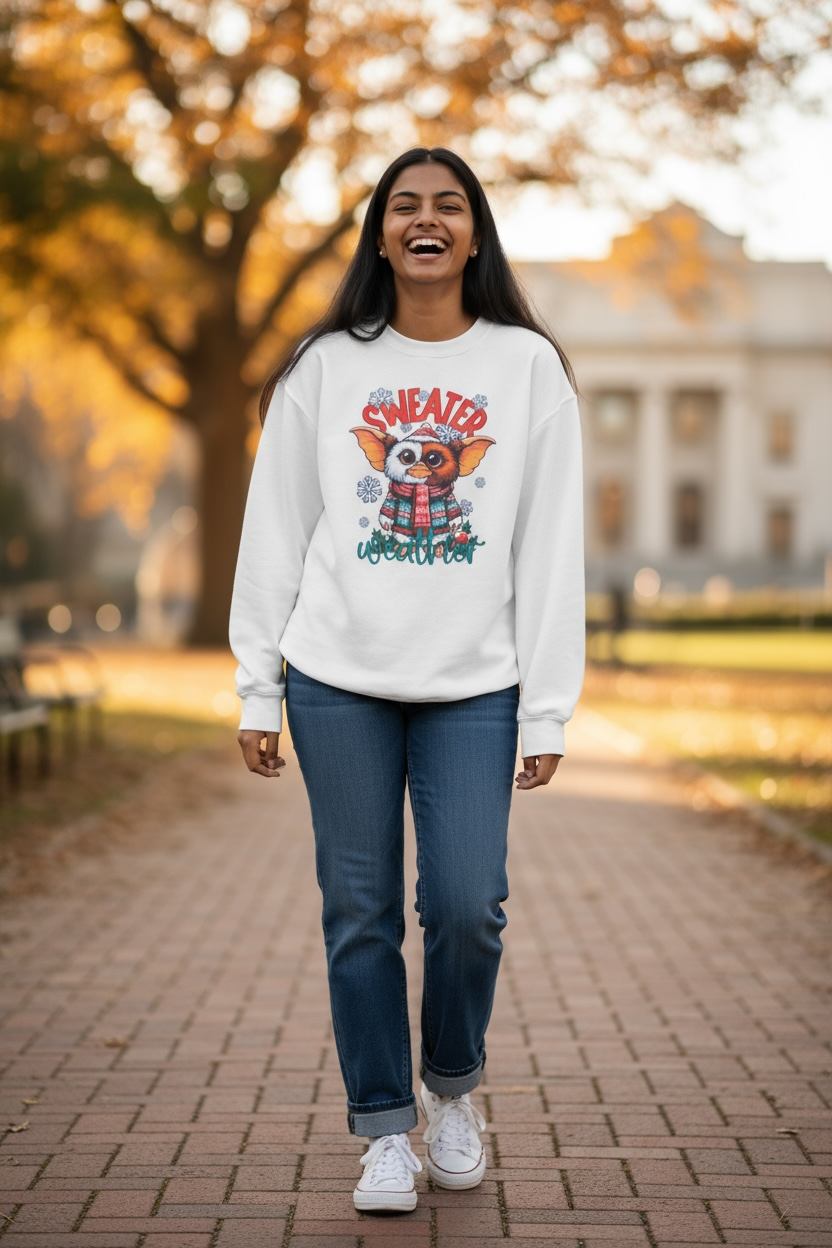 Sweater Weather Sweatshirt | Cute Winter Gizmo Sweatshirt | Cozy Christmas Crewneck | Funny Holiday Sweater | 80s Movie Fan Gift | Winter Outfit Top