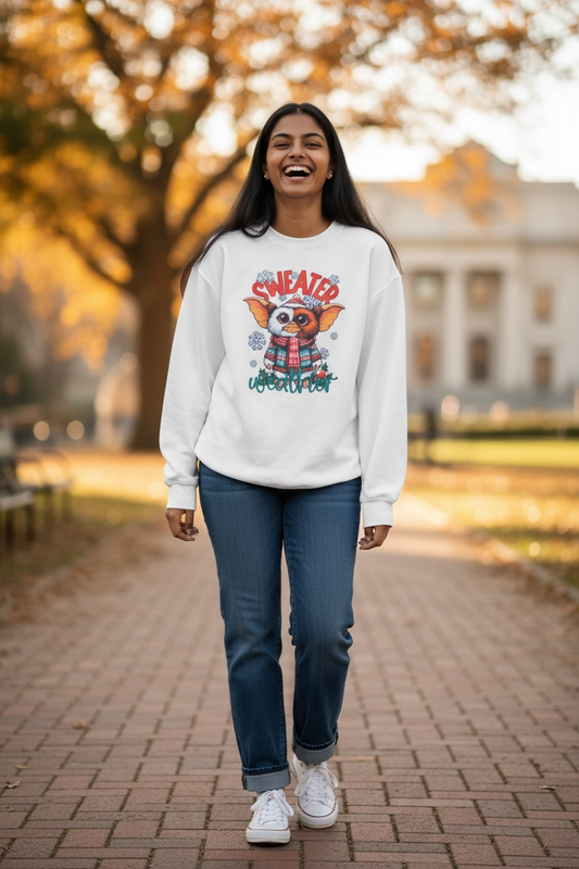 Sweater Weather Sweatshirt | Cute Winter Gizmo Sweatshirt | Cozy Christmas Crewneck | Funny Holiday Sweater | 80s Movie Fan Gift | Winter Outfit Top