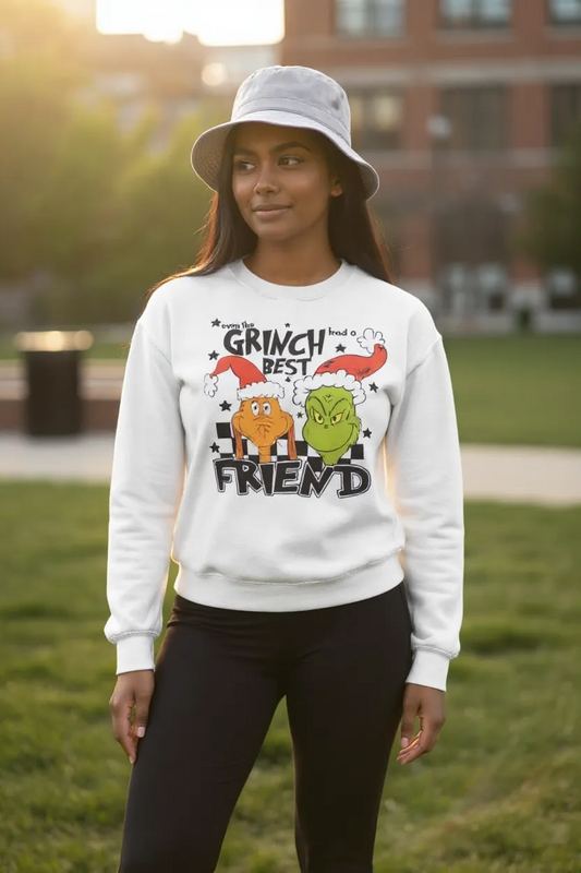 Even the Grinch Had a Best Friend Sweatshirt – Funny Christmas Sweatshirt for Friends – Holiday Grinch Graphic Crewneck, Matching Xmas Gift for Besties  📝 Description (SEO Optimized)