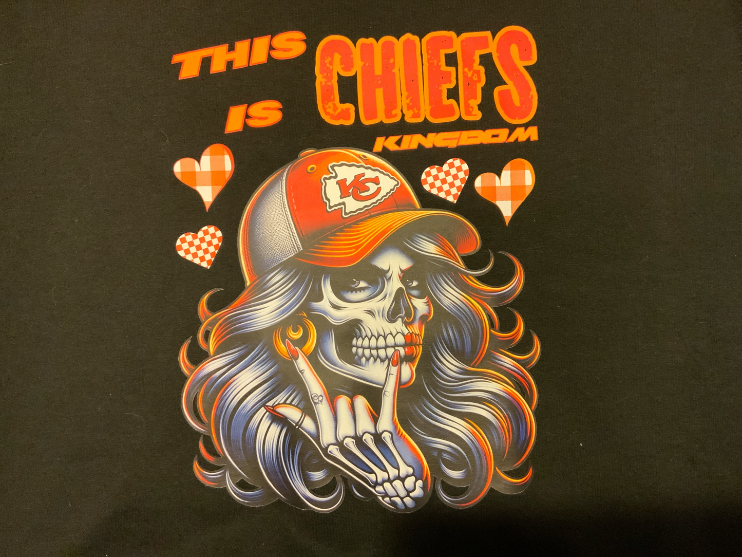 Handmade This Is Chiefs Kingdom Sweatshirt | Kansas City Football Skull Girl Pullover | Game Day Hoodie | Edgy Chiefs Fan Crewneck | Red & Black Fall Sweatshirt