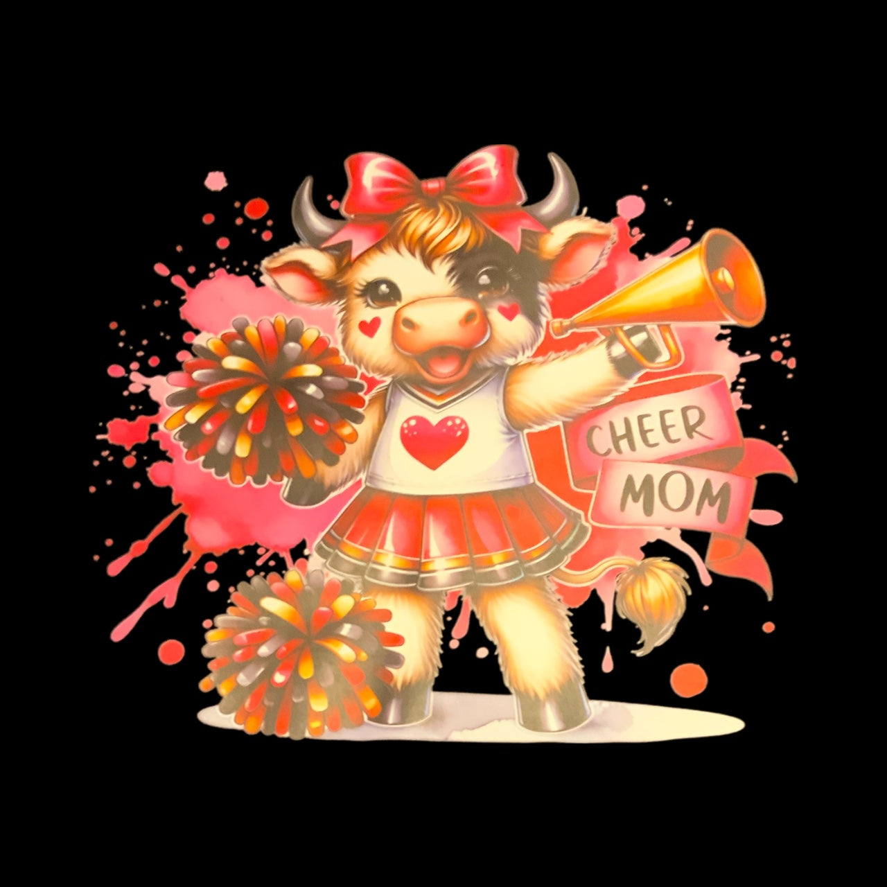 Cheer Mom Cow Sweatshirt – Cute Cheerleader Cow Graphic Crewneck – Funny Animal Spirit Wear, Game Day Outfit & Cheer Mom Gift