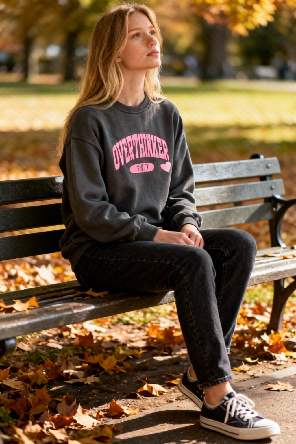 Overthinker 24/7 Sweatshirt – Funny Mental Health Crewneck – Cozy Self-Care Gift for Women, Relatable Quote Sweater, Soft Casual Pullover