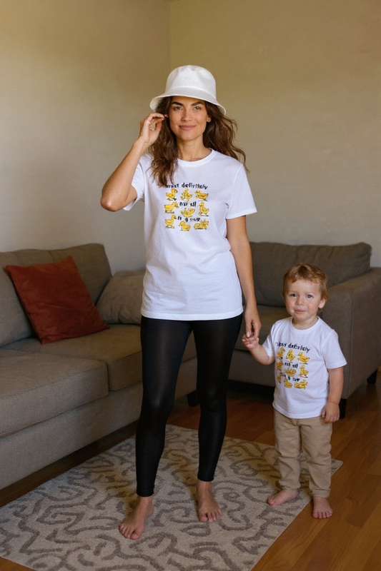 Most Definitely Not All in a Row Duck Shirt – Funny Duck Graphic Tee – Cute Animal Humor T-Shirt, Relatable Gift for Moms, Teachers & Friends