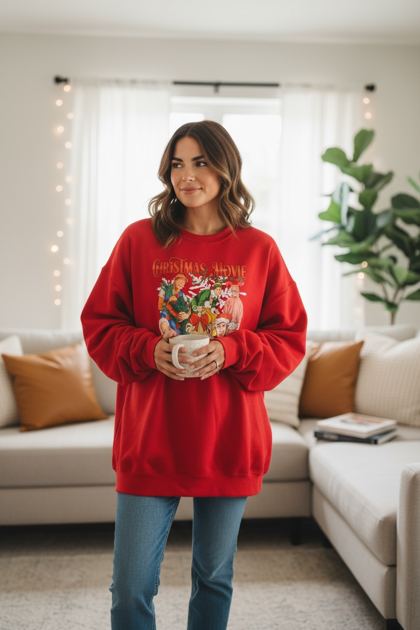 Christmas Movie Season Sweatshirt | Funny Holiday Crewneck | Classic Christmas Movie Characters Shirt | Cozy Festive Unisex Top