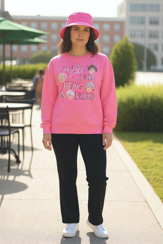 Thank You for Being a Friend Sweatshirt | Golden Girls Crewneck | Retro 80s TV Show Shirt | Funny Friendship Gift | Cozy Vintage Style Pullover