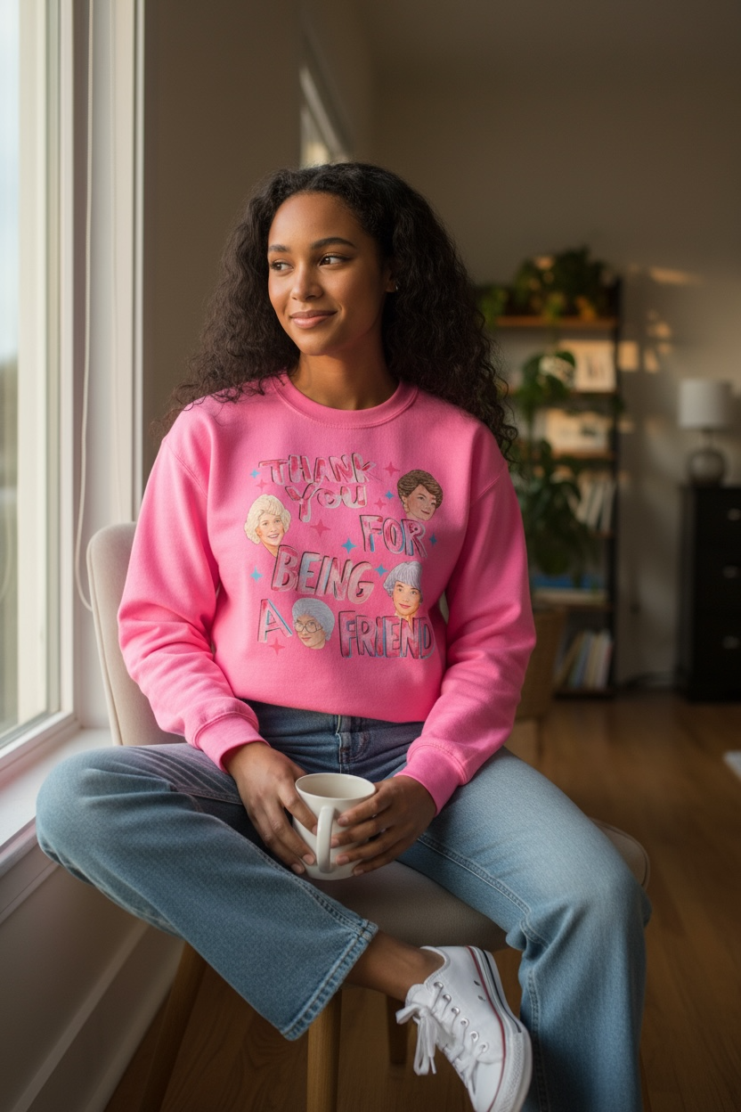 Thank You for Being a Friend Sweatshirt | Golden Girls Crewneck | Retro 80s TV Show Shirt | Funny Friendship Gift | Cozy Vintage Style Pullover
