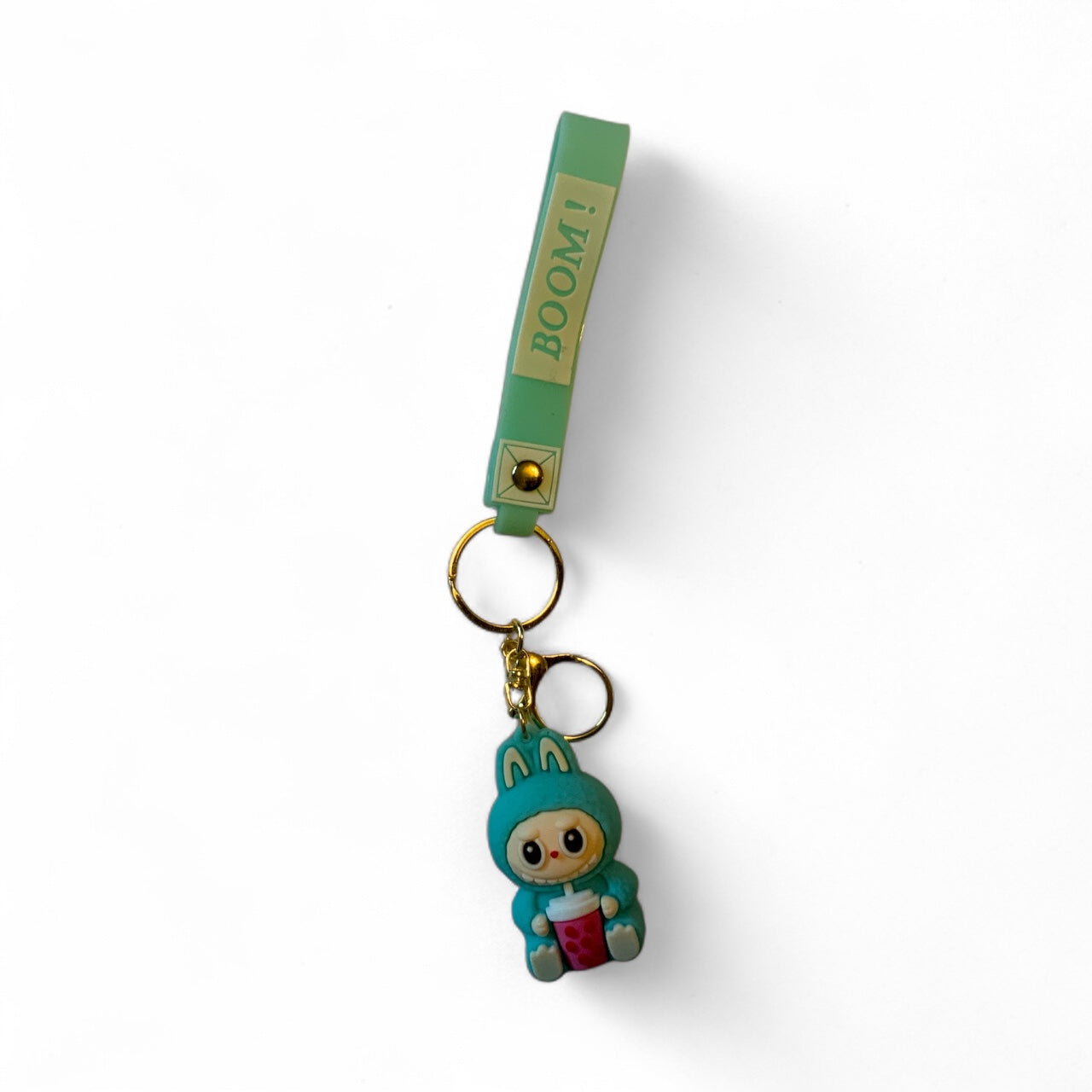 Labubu Boom Keychain – Cute Kawaii Character Keychain with Wrist Strap – Anime-Inspired Collectible Accessory, Gift for Teens & Fans