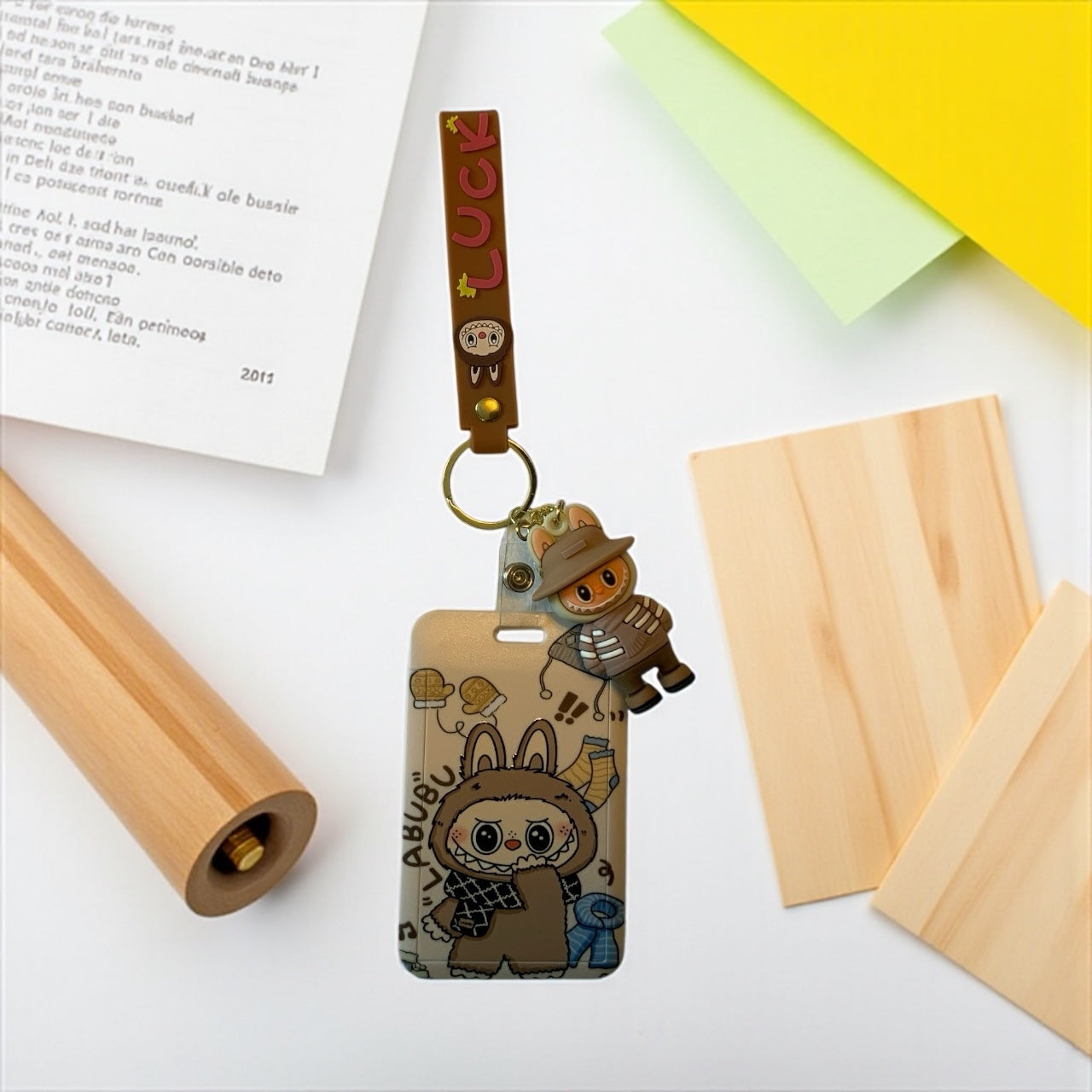 Labubu Character ID Holder with Keychain – Cute Anime Lanyard & Card Case Set – Kawaii Accessory Gift for Teens, Students & Collectors