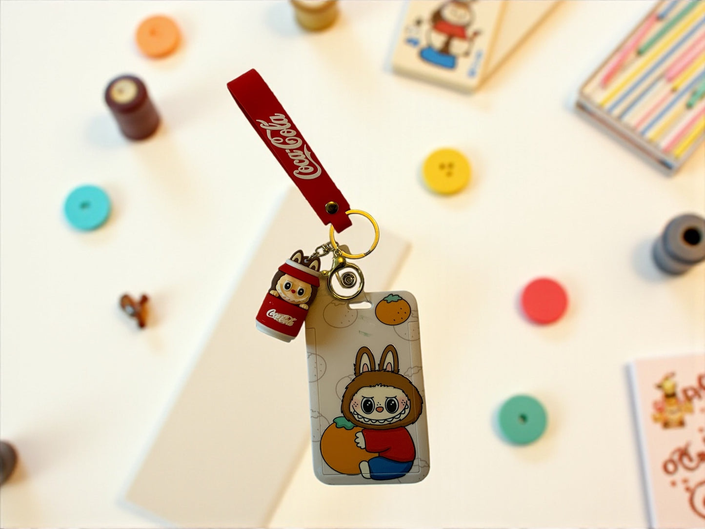 Labubu Character ID Holder with Keychain – Cute Anime Lanyard & Card Case Set – Kawaii Accessory Gift for Teens, Students & Collectors