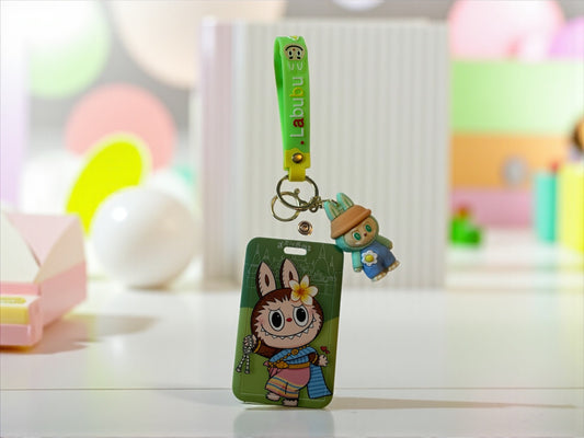 Labubu Character ID Holder with Keychain – Cute Anime Lanyard & Card Case Set – Kawaii Accessory Gift for Teens, Students & Collectors