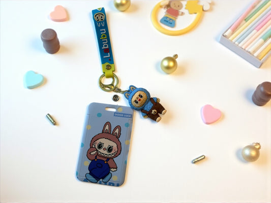 Labubu Character ID Holder with Keychain – Cute Anime Lanyard & Card Case Set – Kawaii Accessory Gift for Teens, Students & Collectors