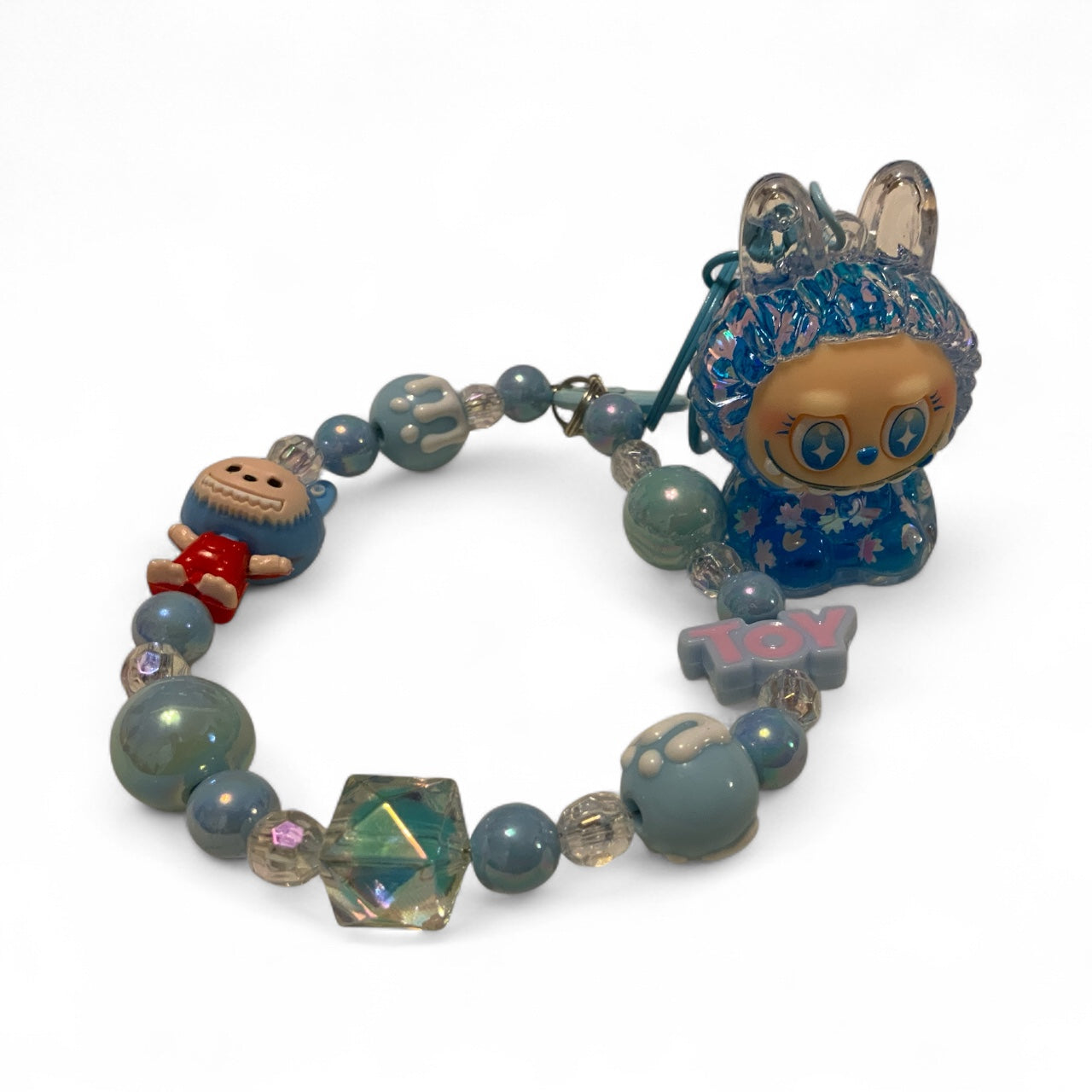 Labubu Keychain – Blue Toy Beaded Charm Key Ring | Kawaii Collectible Figure Keychain | Cute Bag Charm Gift for Fans & Collectors